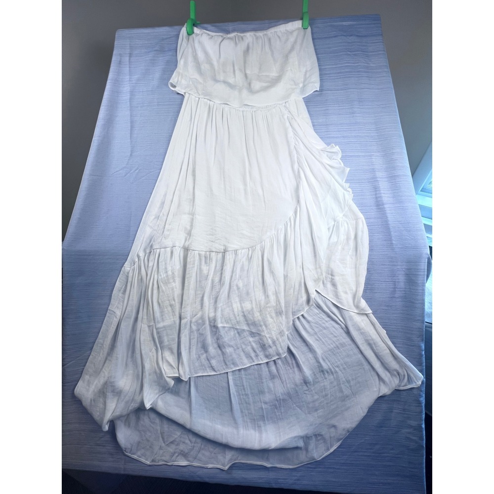 12th Tribe Womens White Strapless High-Low Ruffle Maxi Dress Size Small NWT